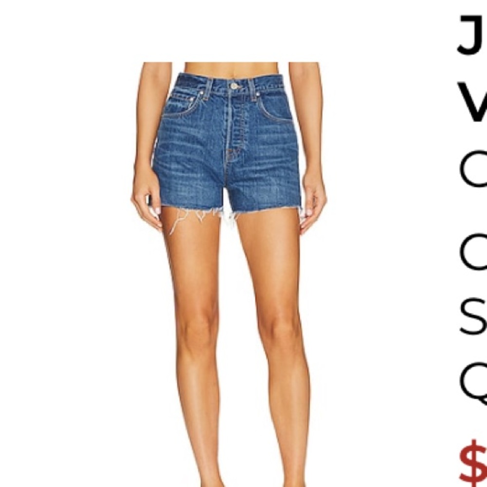GRLFRND High Waist Vintage Shorts - Blue